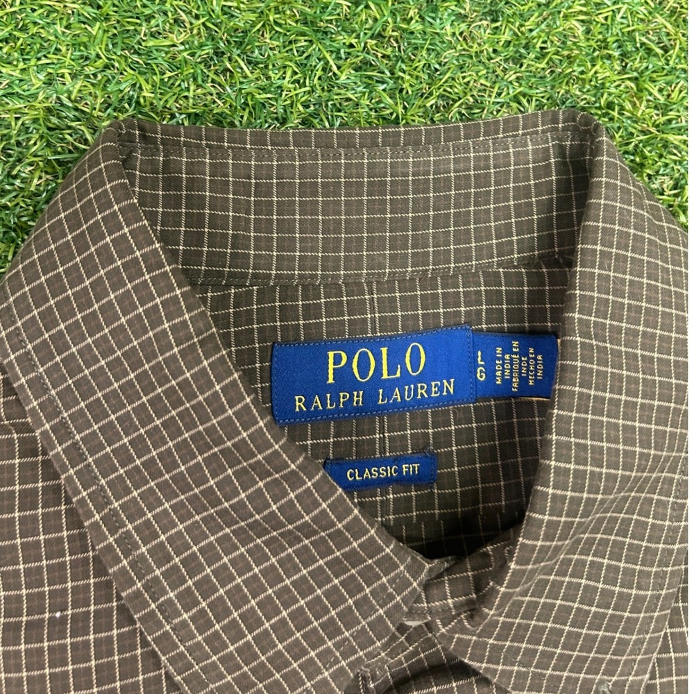 Polo Ralph Lauren Mens Brown Check Long Sleeve Button Down Shirt Classic Fit L - Picture 6 of 7